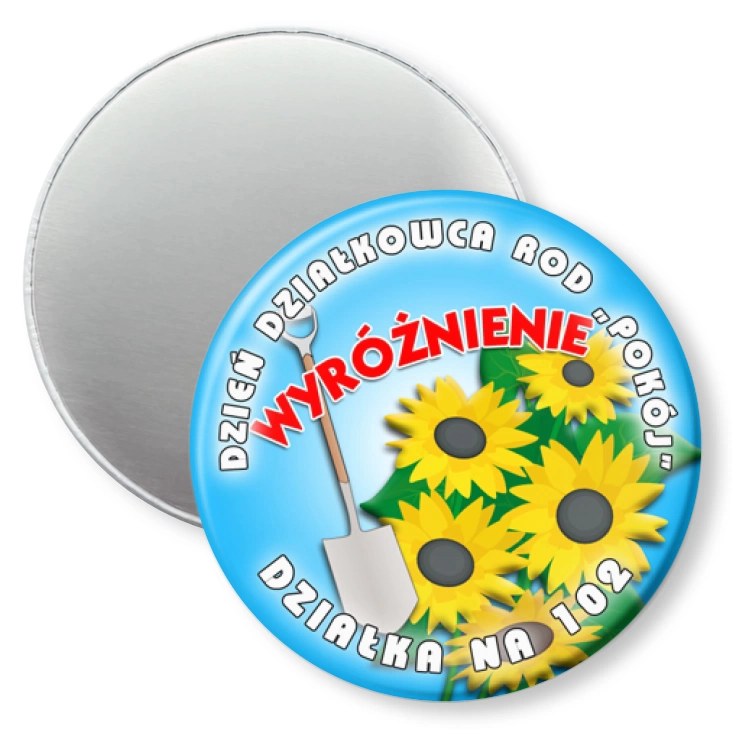 przypinka magnes Dzień Działkowca ROD Pokój