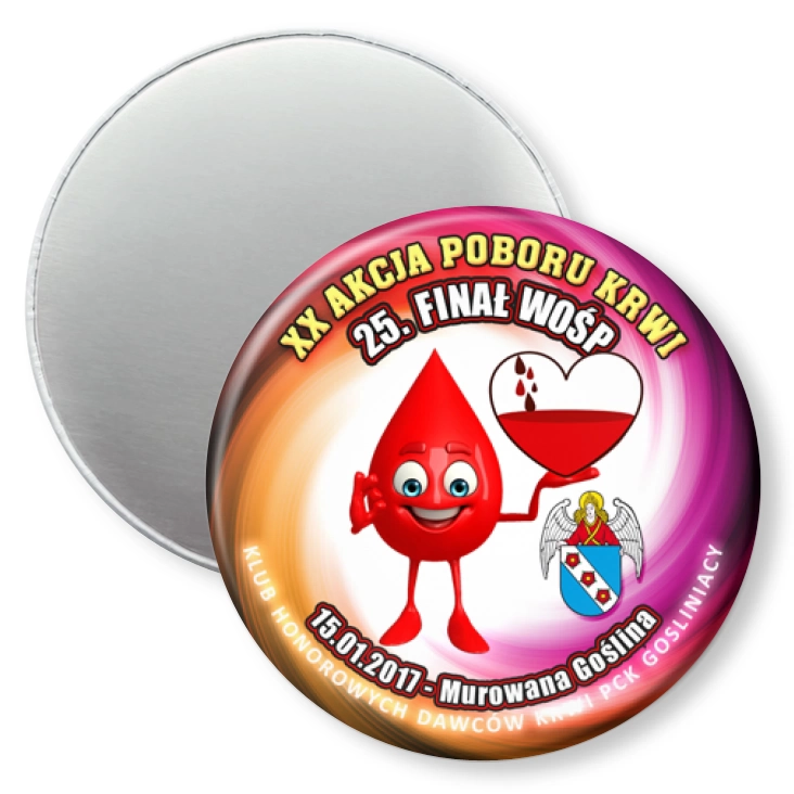przypinka magnes Gośliniacy - XX Akcja Poboru Krwi