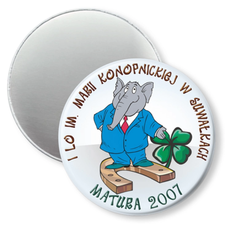 przypinka magnes LO im. M. Konopnickiej w Suwałkach