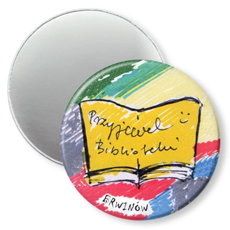 przypinka magnes Przyjaciel Biblioteki - Brwinów