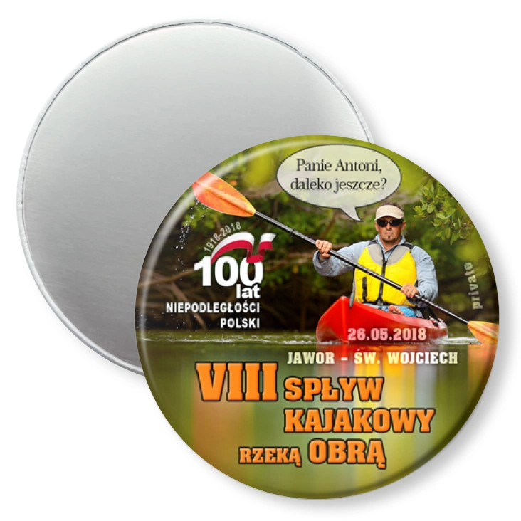 przypinka magnes VIII Spływ kajakowy rzeką Obrą