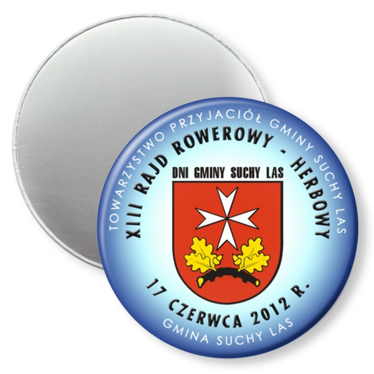 przypinka magnes XIII Rajd Rowerowy Herbowy - Suchy Las 2012