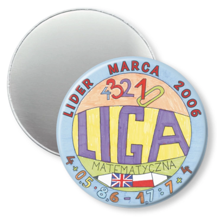 przypinka magnes Liga matematyczna - lider marca 2006