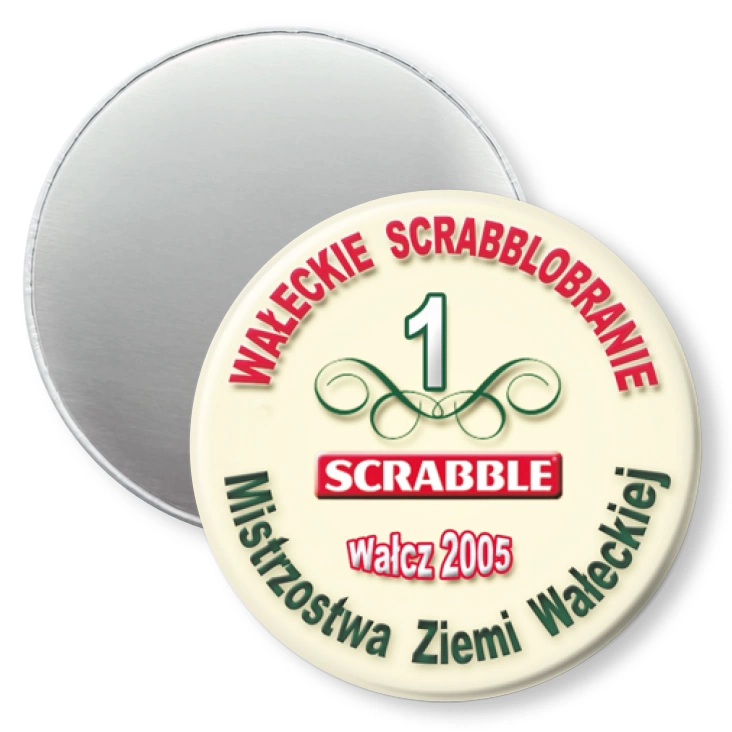 przypinka magnes Mistrzostwa Ziemi Wałeckiej - Scrabble 2005