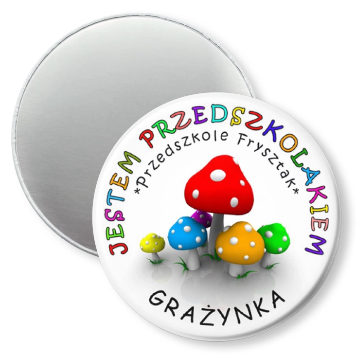 przypinka magnes Przedszkole Frysztak - grzybki