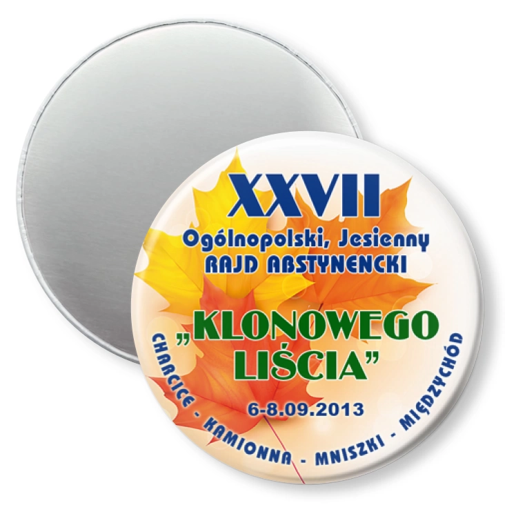 przypinka magnes XXVII Ogólnopolski Rajd Abstynencki Klonowego Liścia