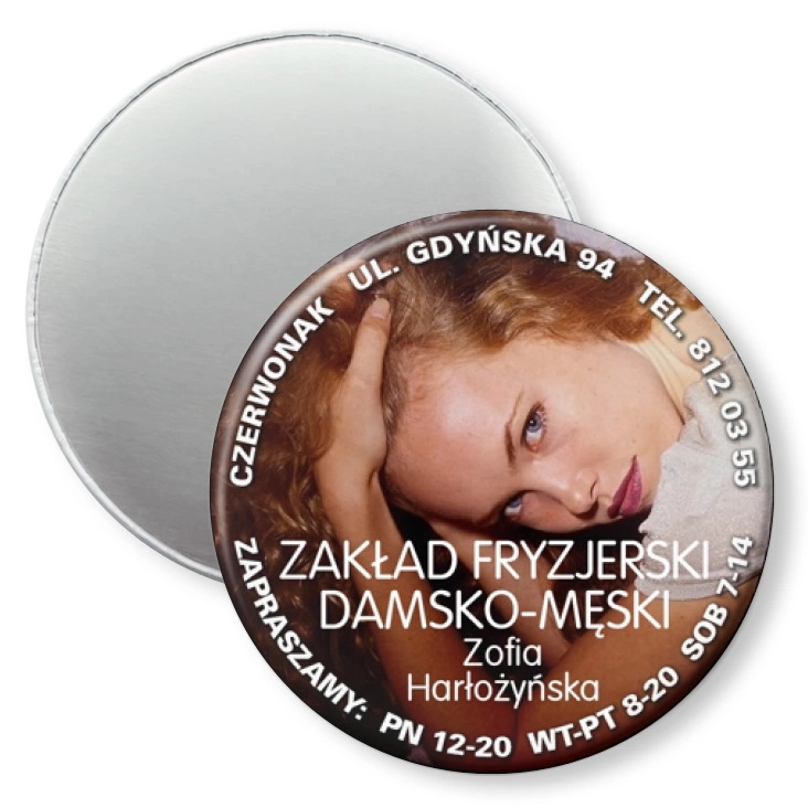 przypinka magnes Zakład Fryzjerski Czerwonak