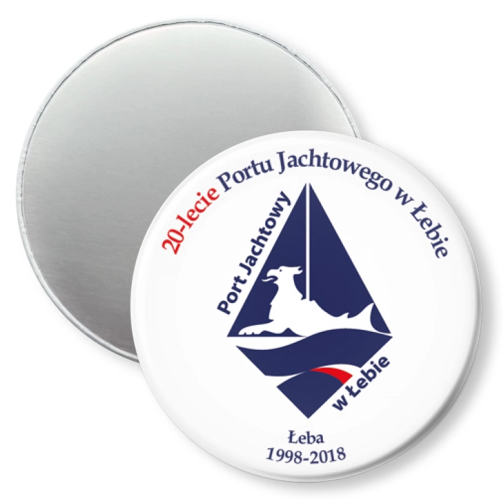 przypinka magnes 20-lecie Portu Jachtowego w Łebie