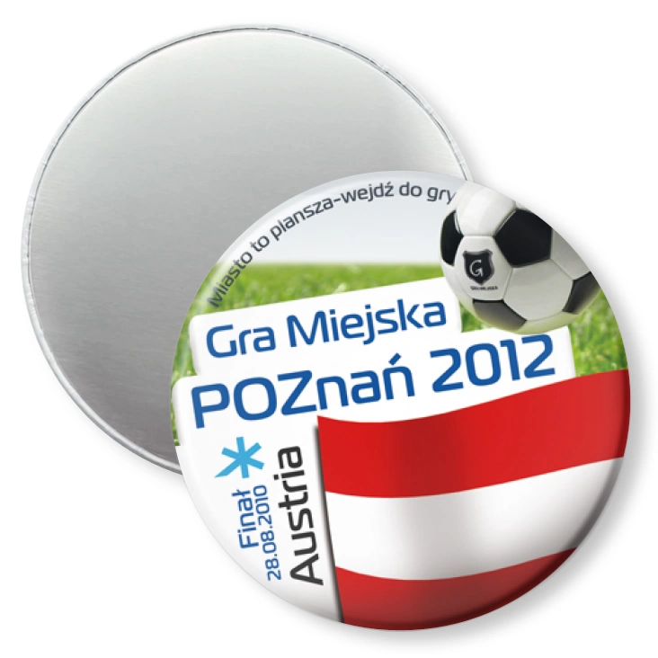 przypinka magnes Gra Miejska - Poznań 2012 - Austria