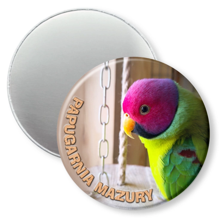 przypinka magnes Papugarnia Mazury