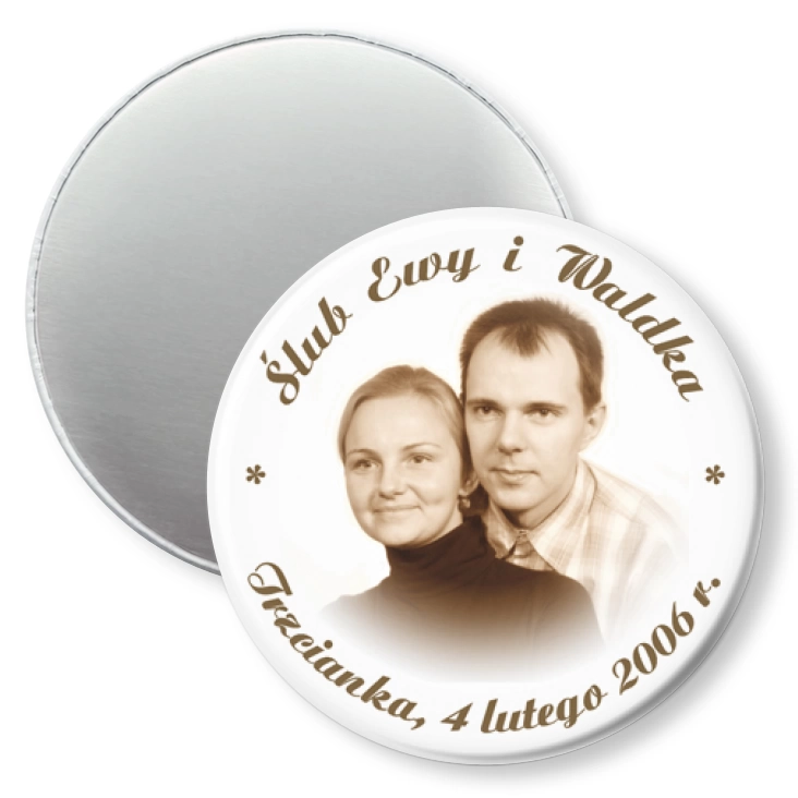przypinka magnes Ślub Ewy i Waldka