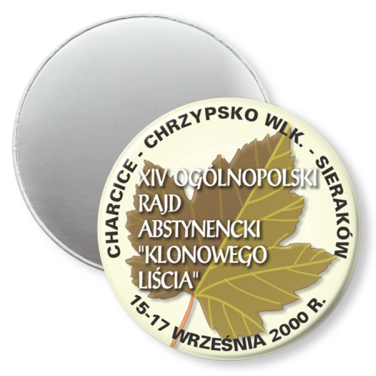 przypinka magnes XIV Ogólnopolski Rajd Abstynencki Klonowego Liścia