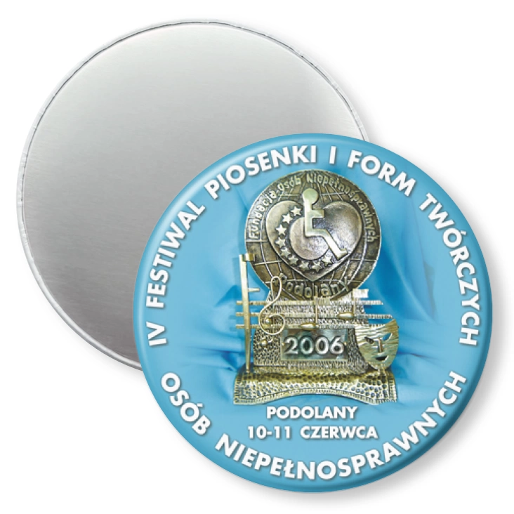 przypinka magnes IV Festiwal Piosenki i Form Twórczych Osób Niepełnosprawnych