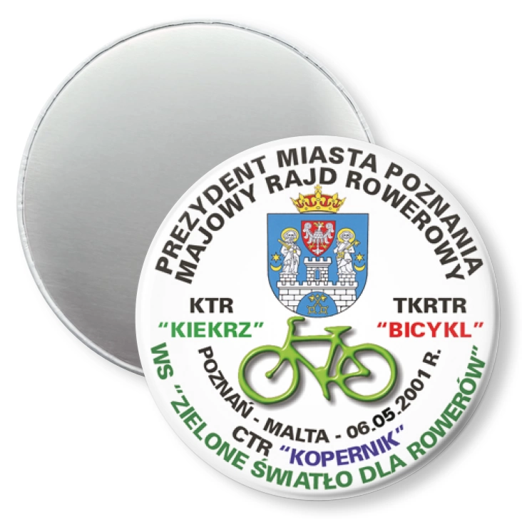 przypinka magnes Majowy Rajd Rowerowy Zielone Światło dla Rowerów