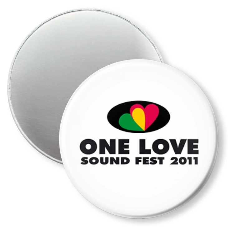 przypinka magnes One love 2011 - białe