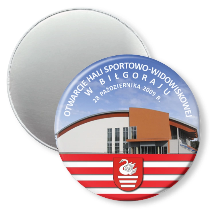 przypinka magnes Otwarcie Hali Sportowo-widowiskowej w Biłgoraju