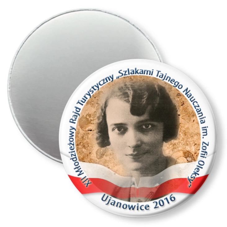 przypinka magnes Szlakami Tajnego Nauczania im. Zofii Oleksy