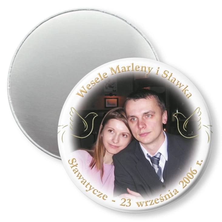 przypinka magnes Wesele Marleny i Sławka