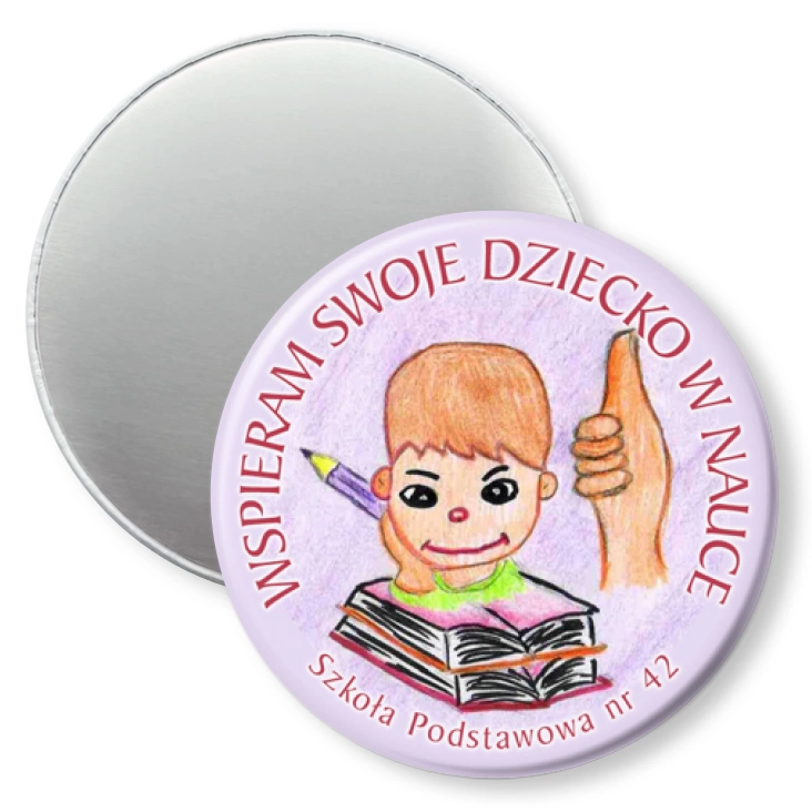 przypinka magnes Wspieram swoje dziecko w nauce - chłopiec
