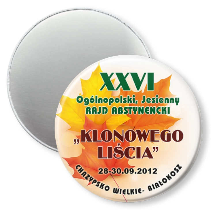 przypinka magnes XXVI Ogólnopolski Rajd Abstynencki Klonowego Liścia