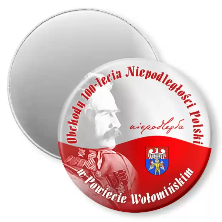 przypinka magnes 100-lecie Niepodległości Polski w Powiecie Wołomińskim