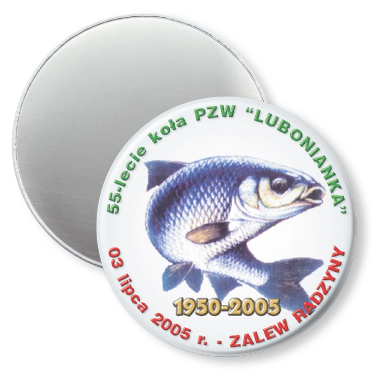 przypinka magnes 55-lecie Koła PZW Lubonianka