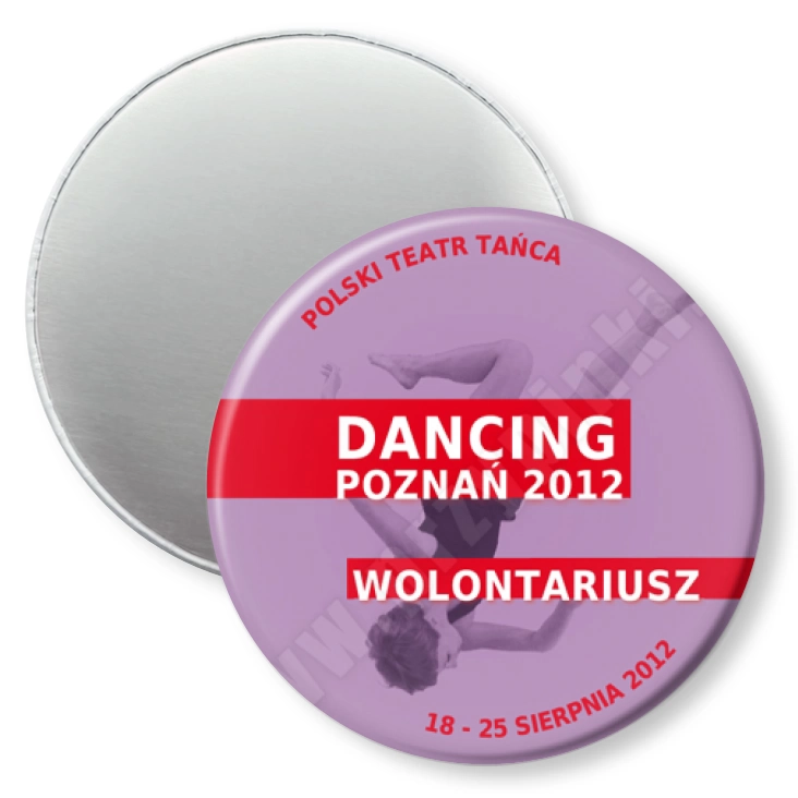 przypinka magnes Dancing Poznań 2012 - wolontariusz