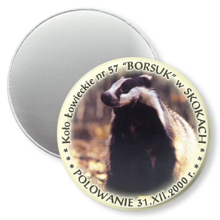 przypinka magnes Koło Łowieckie nr 57 BORSUK w Skokach