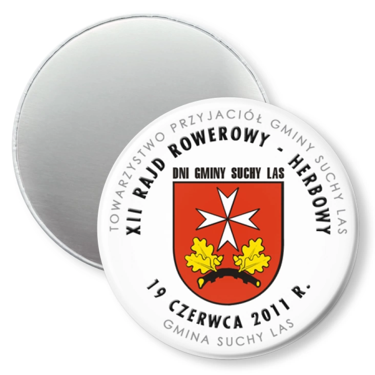 przypinka magnes XII Rajd Rowerowy Herbowy - Suchy Las 2011