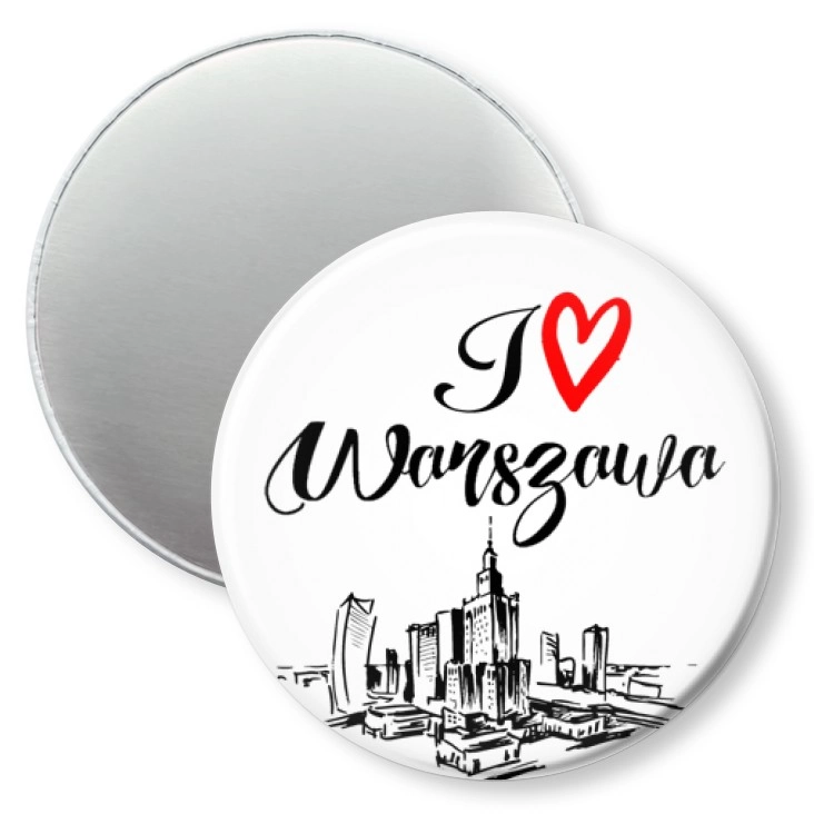 przypinka magnes I love Warszawa