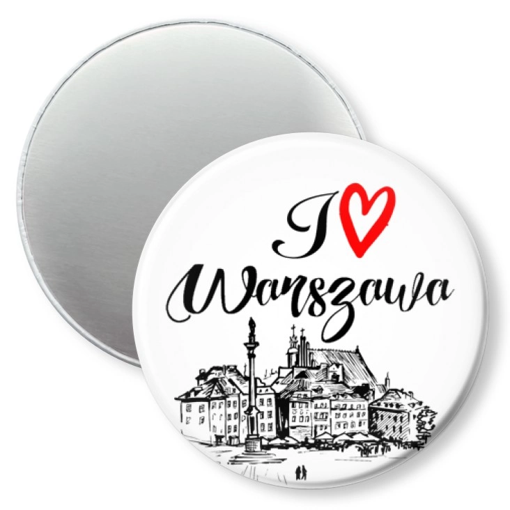 przypinka magnes I love Warszawa