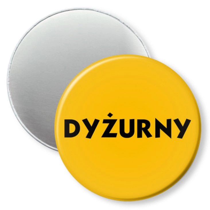 przypinka magnes Dyżurny żółte tło