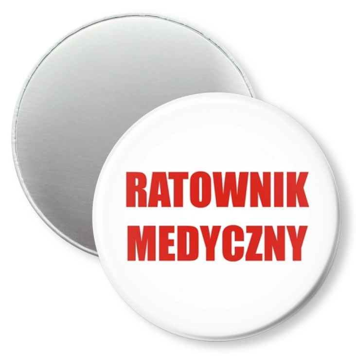 przypinka magnes Ratownik Medyczny czerwony napis