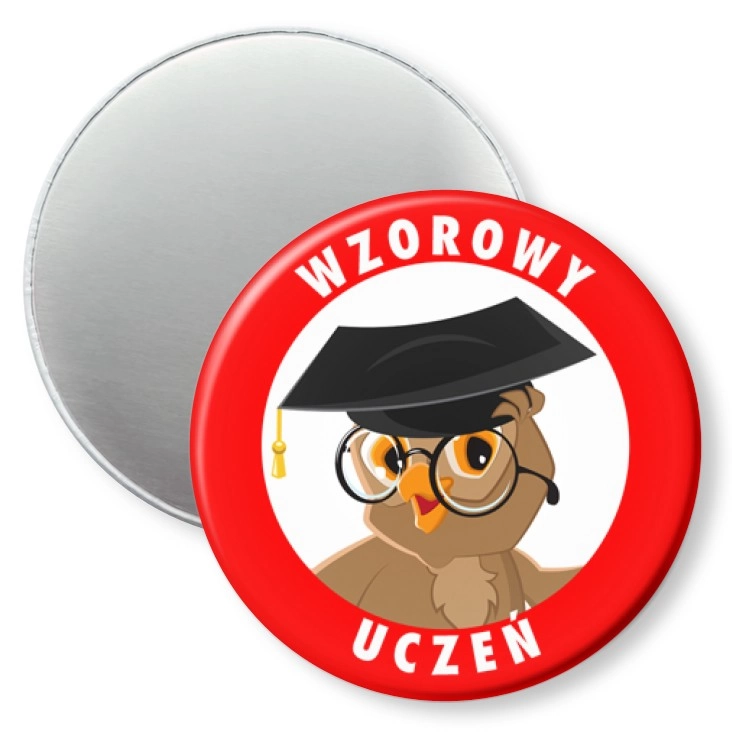 przypinka magnes Wzorowy Uczeń sowa w birecie