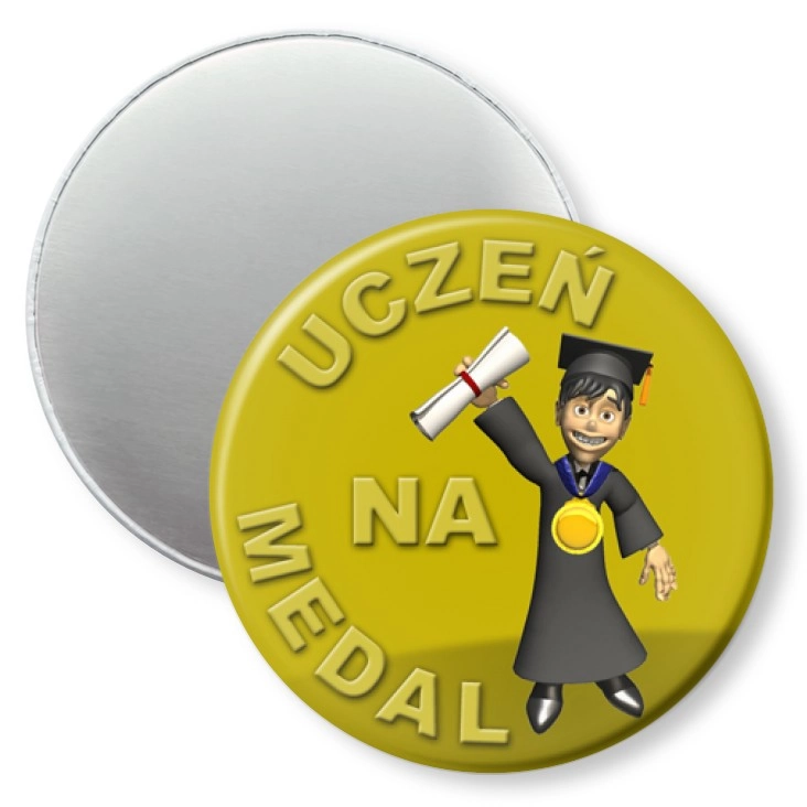 przypinka magnes Uczeń na medal z dyplomem