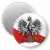 Przypinka magnes Orzeł Polski na tle flagi państwowej