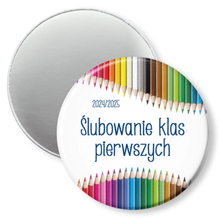 przypinka magnes Ślubowanie klas pierwszych Kolorowe Kredki