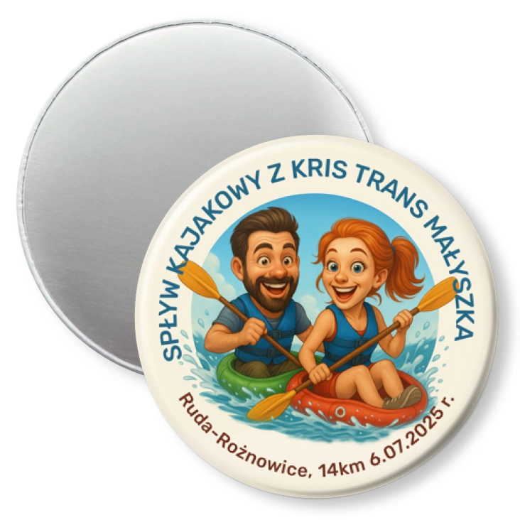 przypinka magnes Spływ kajakowy z Kris Trans Małyszka Ruda 2025
