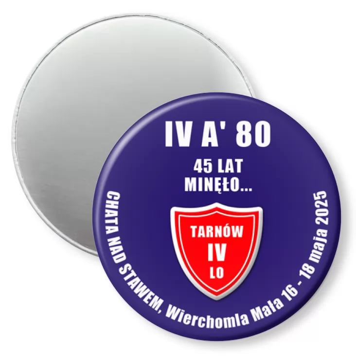 przypinka magnes Spotkanie klasowe po 45 latach IV LO Tarnów