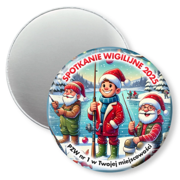 przypinka magnes Spotkanie wigilijne wędkarzy