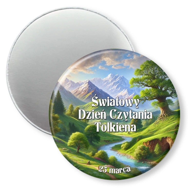 przypinka magnes Światowy Dzień Czytania Tolkiena krajobraz