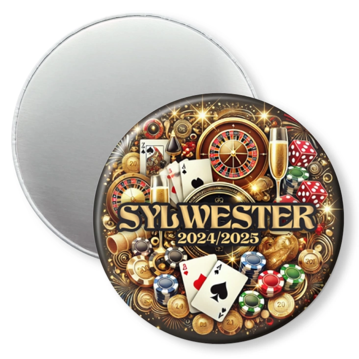 przypinka magnes Sylwester w stylu Las Vegas