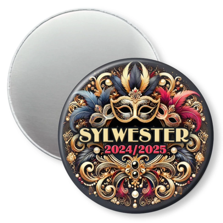 przypinka magnes Sylwester w stylu balu weneckiego