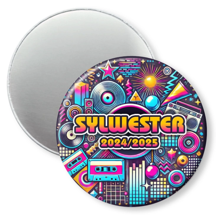 przypinka magnes Sylwester w stylu disco