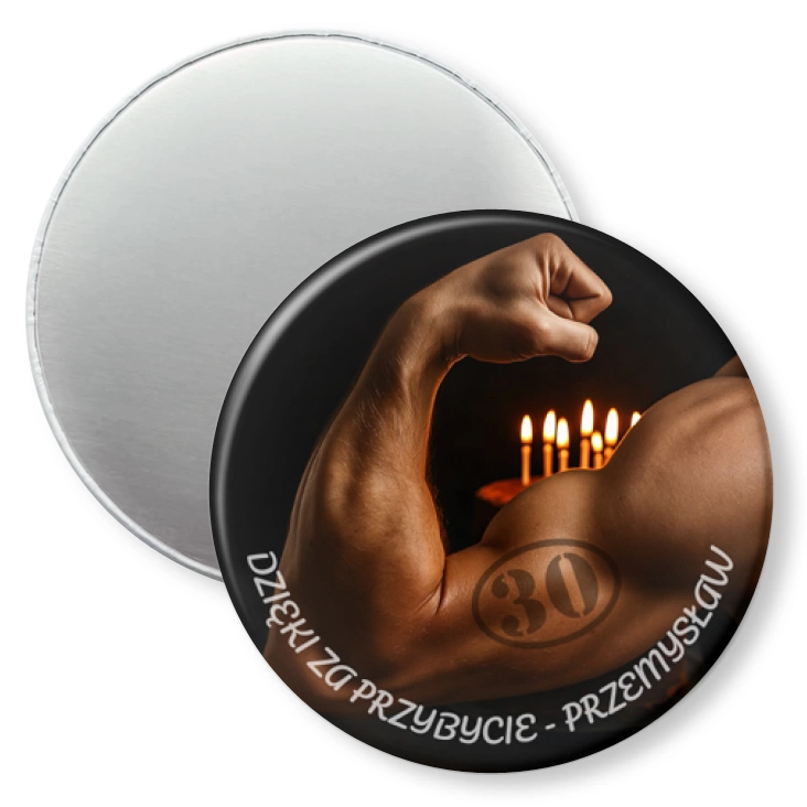 przypinka magnes Urodziny z bicepsem