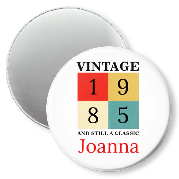 przypinka magnes Vintage 1984 wpisz imię