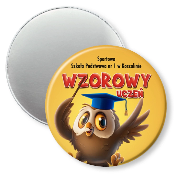 przypinka magnes Wzorowy uczeń Sportowa SP nr 1 w Koszalinie
