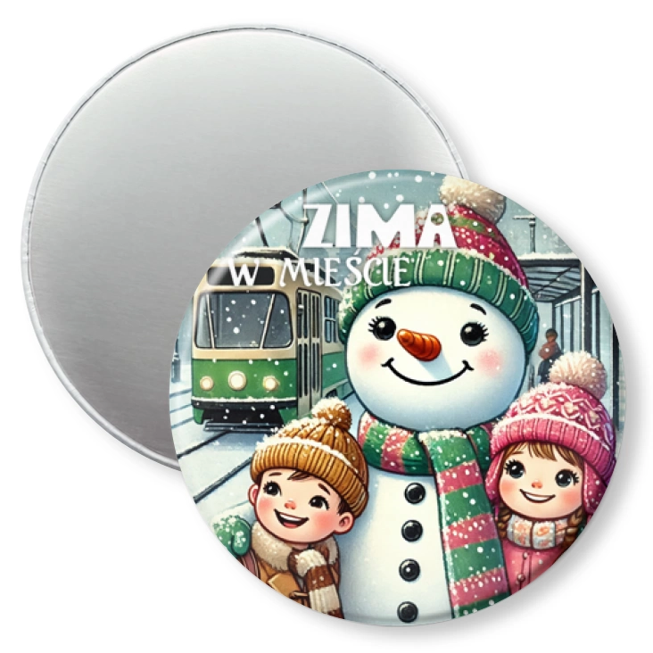 przypinka magnes Zima w mieście