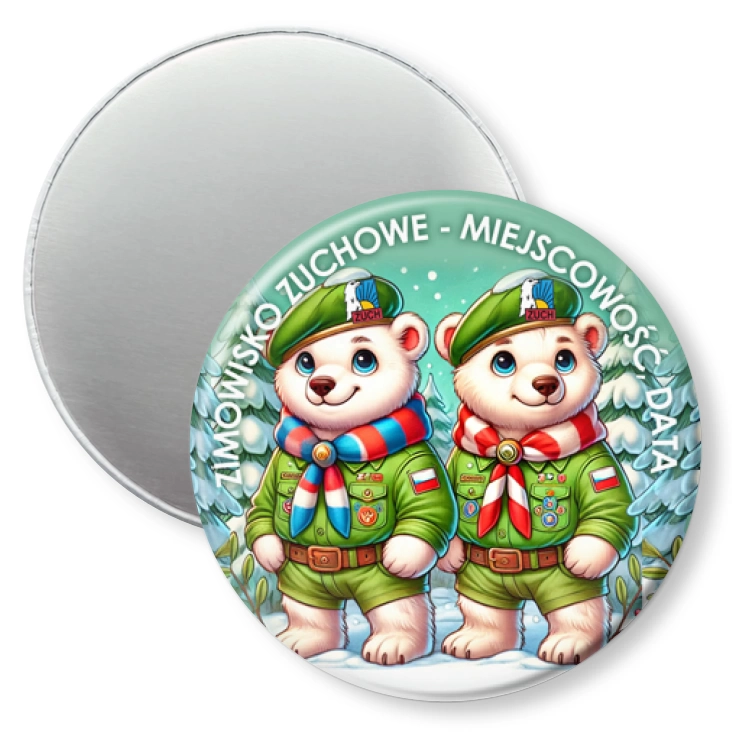 przypinka magnes Zimowisko zuchowe z misiami