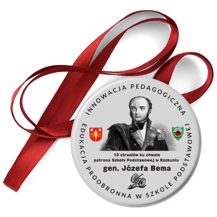 przypinka medal 10 strzałów ku chwale patrona SP w Rzekuniu